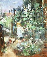 Berthe Morisot Kind zwischen Stockrosen